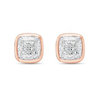 Diana M. Jewels 14KT ROSE GOLD LAB GROWN CUSHION CUT STUDS IN A BEZEL SETTING WEIGHING 9.00 CTS TW