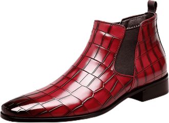 Generic Mens Chelsea Dress Boots Comfortable Leather Slip on Ankle Boots for Casual & Formal Occasions,Burgundy,11.5 UK
