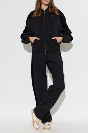 Emporio Armani Sweatshirt With Side Stripes And A Velvet Finish, Womens, Black