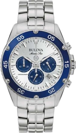 Bulova Marine Star Chronograph Quartz White Dial Mens Watch 98b423