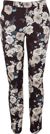 Lords of Harlech Jack Flat Front Stretch Sateen Pant in Serious Floral Black at Nordstrom, Size 33 X 34
