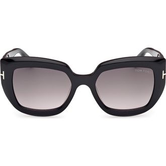 Tom Ford Saltzman 53mm Gradient Butterfly Sunglasses in Black Eco /T Logo at Nordstrom Rack