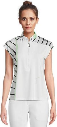 Jamie Sadock Twist Turn Print Short Sleeve Top Womens Clothing Creme De Mint : MD, Polyester/Spandex