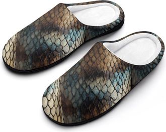 Generic Snake Skin Funny Womens Cotton Slippers Shoes Novelty Soft Non-Slip Sole Home Shoe