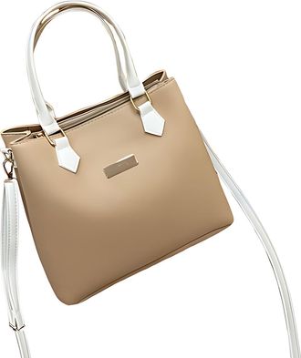 Generic Womens Stylish Shoulder Bag, PU Handbag, Commuter Crossbody Bag with Smooth Zipper Closure, Applies to Work and Everyday Use (khaki,25 * 11 * 21cm)