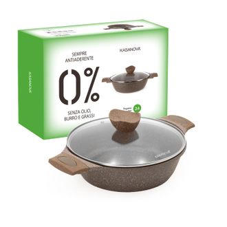 KASANOVA 0% grassi tegame 24 cm, con coperchio