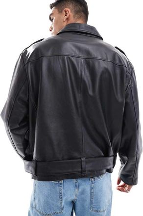 Harrington Jacket Asos Giacca Pelle Uomo Asos Giacca Harrington Oversize  Premium In Vera Pelle Invecchiata