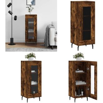 vidaXL Credenza Rovere Fumo 34,5x34x90 cm in Legno Multistrato - Credenza rovere - Credenza fumo