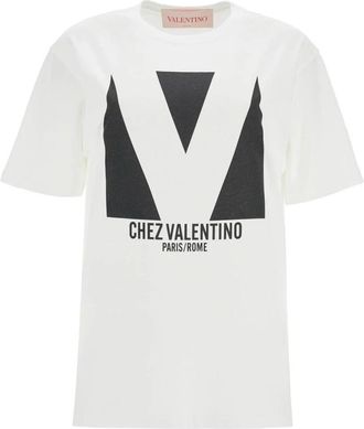 Valentino Garavani Chez Valentino T-Shirt - Dames - T-shirts - Wit - XS - Katoen - Tops