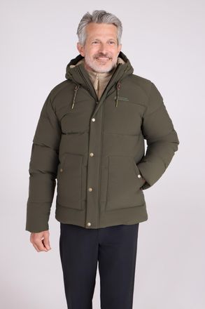 Mountain Warehouse Manta Mens Borg Lined Jacket Isotherm Water Resistant Padded Coat Khaki - Size 2XL
