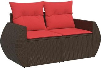 vidaXL Vidaxl - Sofá de jardín de 2 plazas con cojines en ratán sintético marrón