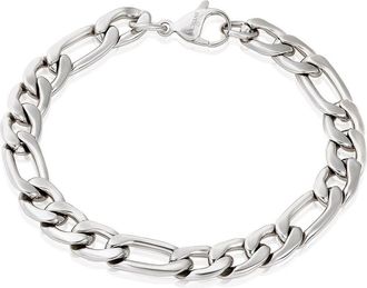 Invicta Mens Stainless Steel Figaro Chain Bracelet in Silver at Nordstrom Rack, Size 8.75