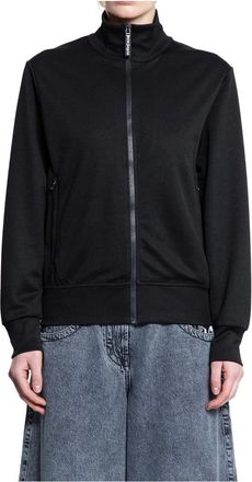 Palm Angels Hoodies & sweatvesten, Dames, Zwart, S, Polyester, Curved Logo Track Jacket