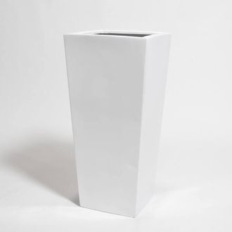 PRIMROSE White Gloss Polystone Tall Flared Square Planter 75cm