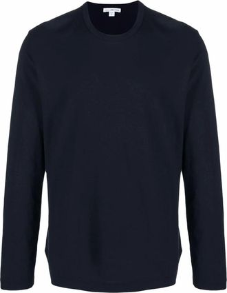 James Perse Tops, Heren, Blauw, XS, Katoen, Pima Cotton Long Sleeve Crew T-Shirt