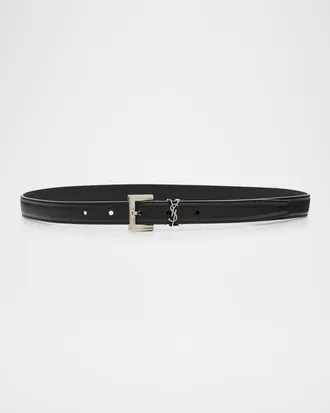 Saint Laurent YSL Cintura Box Leather Belt