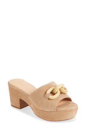 Chocolat Blu Grecia Platform Slide Sandal in Latte Suede at Nordstrom, Size 8.5