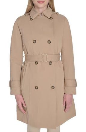 Cole Haan Water Resistant Twill Hooded Trench Coat in Sand at Nordstrom Rack, Size X-Large