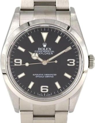 Rolex Pre-owned Explorer I Stainless Steel Automatic 114270 - Dames - Vintage Horloges - Zwart - ONE Size - Vintage