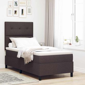 vidaXL Vidaxl - Letto A Molle Con Materasso Marrone Scuro 80 X 200 Cm Tessuto
