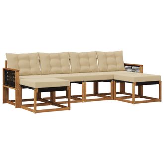 vidaXL Conjunto De Sof&aacute;s De Exterior Con Coj&iacute;n 6 Pcs Natural Y Beige Vidaxl