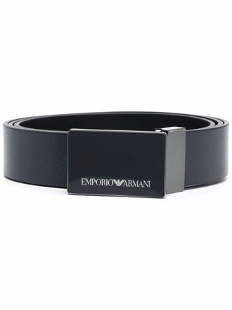 Emporio Armani logo-buckle belt - men - Bos Taurus/Polyurethane - One Size - Blue
