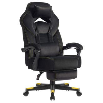 Songmics Silla gaming ergon&oacute;mica con reposapi&eacute;s de color negro