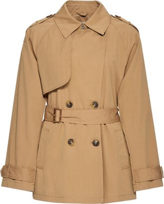 Geox Lampedusa Short Brown Double-Breasted Trench Coat