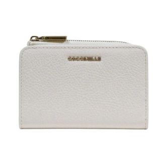 Coccinelle Wallets & Cardholders, female, White, Size: ONE SIZE Leather Zip Wallet with Inside Compartments