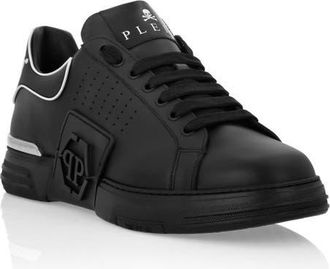 Philipp Plein Nappa Leather Sneakers Low Top Hexagon Unisex in Black/black at Nordstrom, Size 46