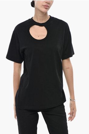 Off-white PERMANENT Cotton T-Shirt METEOR with Cut-Out size Xxs