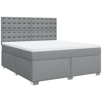 vidaXL Vidaxl - Cama Box Spring Con Colch&oacute;n Tela Gris Claro 180x200 Cm