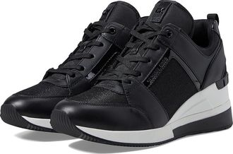 Michael Kors Georgie Trainer Womens Lace up casual Shoes Black 4 : 8 M, Leather