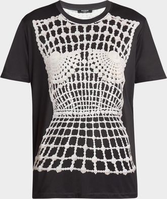 Balmain Pearl Trompe LOeil Corset T-Shhirt