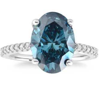 Pompeii3 2 1/3Ct Blue Oval Diamond Engagement Ring in 14k White Gold Lab Grown
