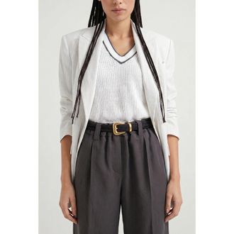 Brunello Cucinelli Womens Black Woven Belt With Buckle