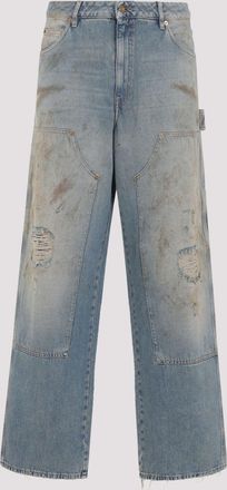 Golden Goose Mens Destroyed Denim Cotton Jeans - Light Blue - Size EU 50 (Mens)