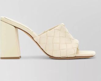 Bottega Veneta nappa leather parco woven block heel mules