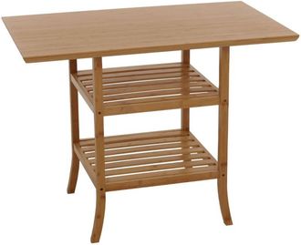 Hhg Nunca usado] Mesa de bambú HHG 593, mesa de balcón mesa auxiliar mesa de comedor mesa multiusos, certificado mvg 100x60cm