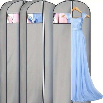 No Brand Juego De Bolsas Protectoras Extralargas (3 Piezas) Para Guardar Vestidos De Novia Extralargos, Con Ventana Transparente Y Funda Protectora Universal P