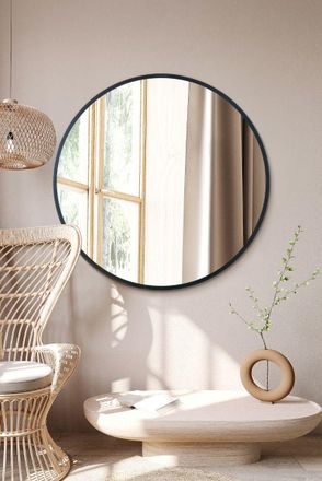 MirrorOutlet Black Edged Circular Modern Wall Mirror 39 (100CM) Diameter | Size: 1 Pack