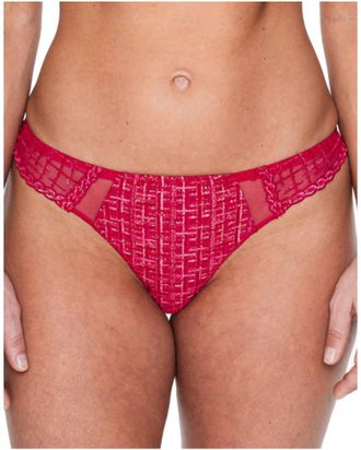 Louisa Bracq Tanga Tweegy Lace Thong In Rouge A Levre