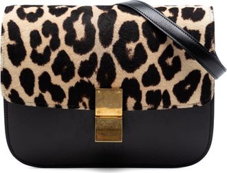 Celine Pre-owned Celine Medium Calfskin and Leopard Print Pony Hair Classic Box Ladies JQ5O4RL0V85R84GJ