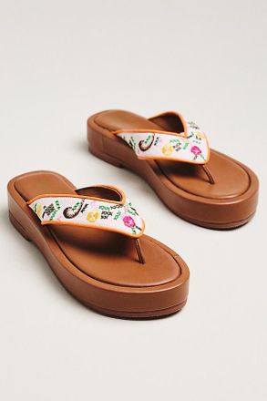 De Siena shoes Natalia Embroidered Thong Sandals