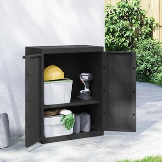vidaXL Armario De Almacenaje Exterior Pp Negro 65x37x85 Cm Vidaxl