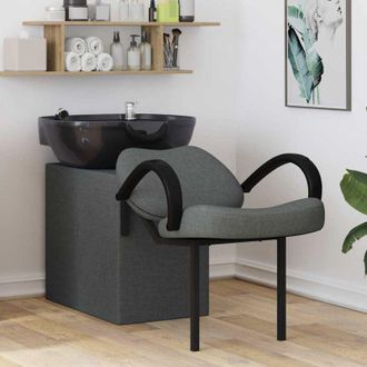 vidaXL vidaXL Sedia per Shampoo Grigio Scuro e Nero 136 x 60 x 92 cm Tessuto