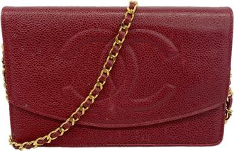 Chanel Bordeaux Grained Calfskin Chain/Shoulder Wallet (Pre-Owned)