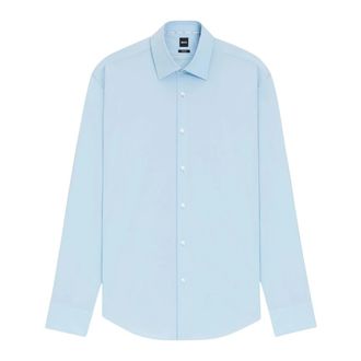 HUGO BOSS Heldere Blauwe Overhemd met Lange Mouwen - Heren - Zakelijke Overhemden - Blauw - 7XL - Katoen - Overhemden