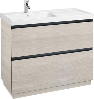 Roca Roca - Pack Unik Mueble Base De 2 Cajones + Lavabo Lander Color: Fresno N&oacute;rdico - Posici&oacute;n Del Lavabo: Izquierda