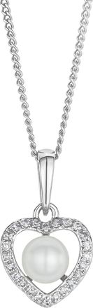 The Diamond Store Stellato Pearl and Diamond Pendant Necklace 0.06ct in 9K White Gold